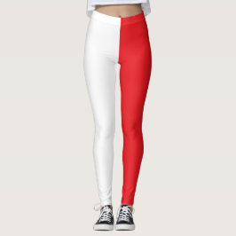 Monochrome half witte half rode kerst leggings