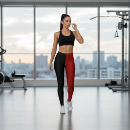 Monochrome Halve Zwarte Halve Wijn Rode Halloween Leggings