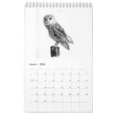 Monochrome handgetekende dieren kalender (Mar 2026)