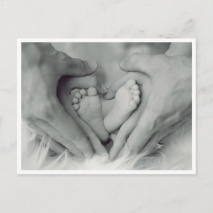 Monochrome Hart Babyvoetjes Nieuwe Geboorte Liefde Briefkaart