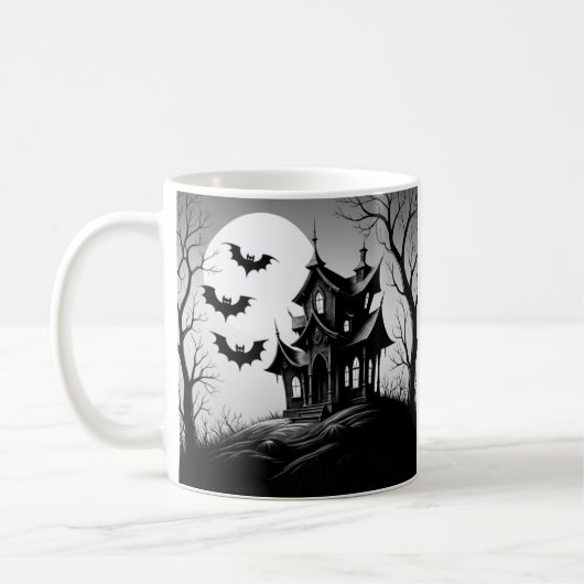 Monochrome Haunted House Mug (Gauche)