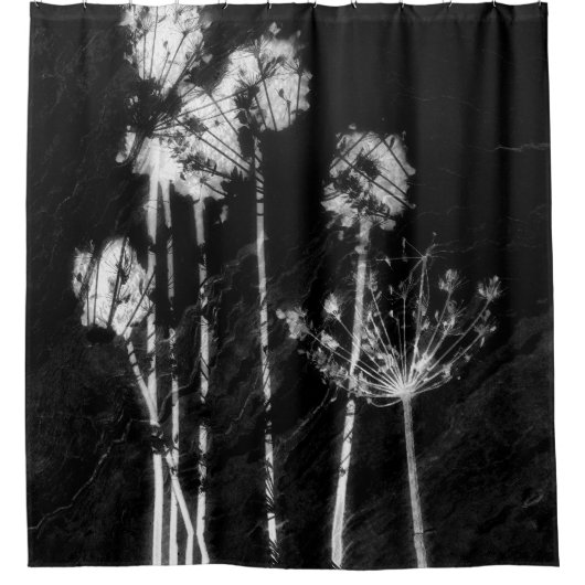 Monochrome High Contrast Dried Wildflowers Graphic Douchegordijn (Voorkant)