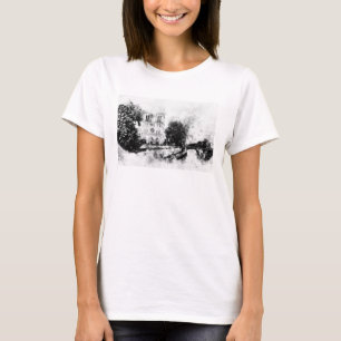 Monochrome illustratie van de Notre-Dame kathedraa T-shirt
