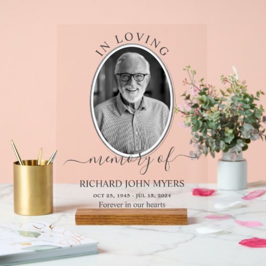 Monochrome in liefdevolle herinnering begrafenisfo acryl bord (Huwelijk)