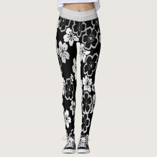 Monochrome Japanse Floral Leggings