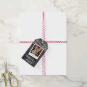 Monochrome kerstlampjes Rustic 2-zijdig foto Cadeaulabel (Met Touw)