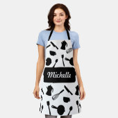 Monochrome keukengerei elegant design schort (Gedragen)