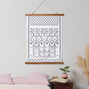 Monochrome Kilim: Marokkaanse tribale textuurkunst Hangend Wandkleed
