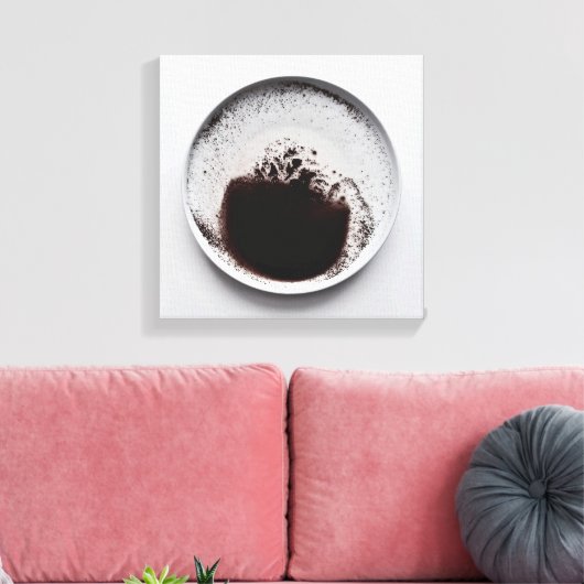 Monochrome koffiedik textuur abstracte kunst 4 canvas afdruk (Insitu (Woonkamer))