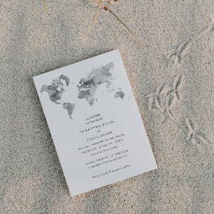 Monochrome legant Destination Wedding Kaart