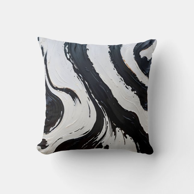Monochrome lijnen en curven Sierkussen (Voorkant)