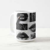 Monochrome Lips Classic Mug – Stylish Black & Whit (Devant gauche)