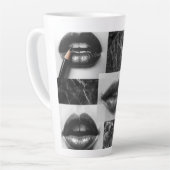 Monochrome Lips Latte Mug – Stylish Black & White  (Angle gauche)