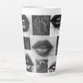 Monochrome Lips Latte Mug – Stylish Black & White  Latte Mok (Voorkant)