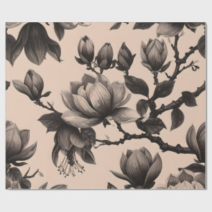 Monochrome Magnolia Gift Wrap Cadeaupapier