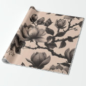  Monochrome Magnolia Gift Wrap Cadeaupapier (Uitgerold)