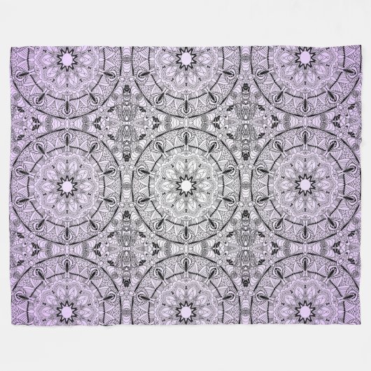 Monochrome mandala fleece deken (Voorkant (Horizontaal))