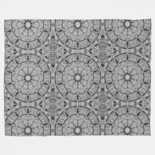 Monochrome mandala fleece deken (Voorkant (Horizontaal))