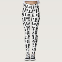 Monochrome Meow Leggings - Black Cats