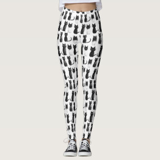 Monochrome Meow Leggings - Black Cats