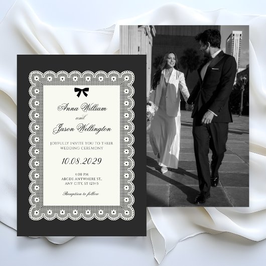 Monochrome minimalist elegant wedding kaart