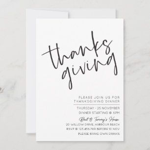 Monochrome minimalistische uitnodiging tot Thanksg