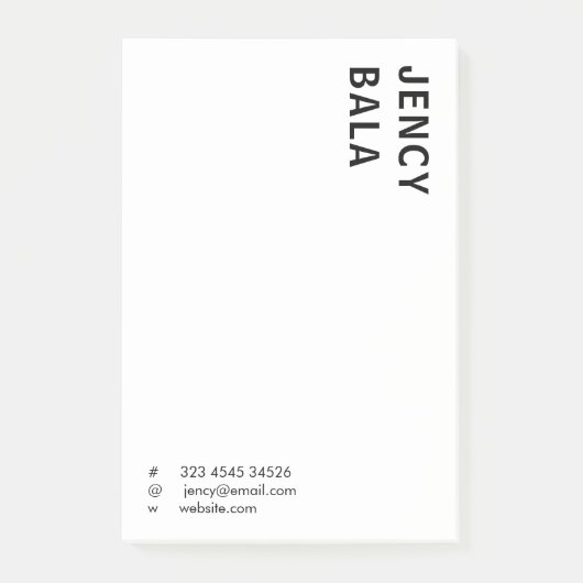 Monochrome Modern Minimal Black White Design Post-it® Notes (Voorkant)