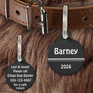 Monochrome - naam, datum, telefoongegevens huisdierpenning