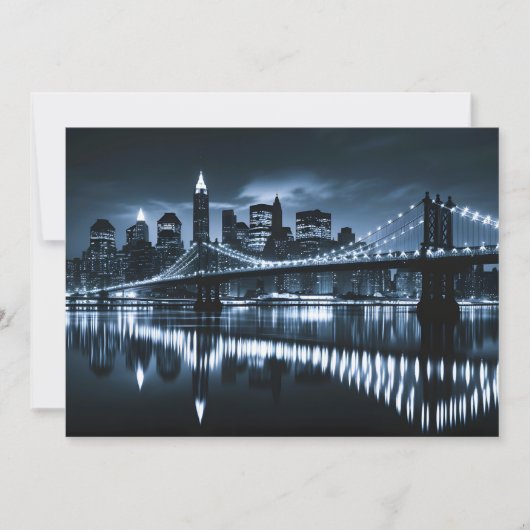 Monochrome New York Skyline Nightscape Aankondiging (Voorkant)