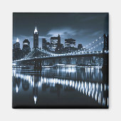 Monochrome New York Skyline Nightscape Magneet (Voorkant)