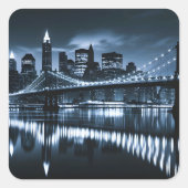Monochrome New York Skyline Nightscape Vierkante Sticker (Voorkant)