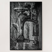 Monochrome nostalgisch naaigarningmachine legpuzzel (Verticaal)