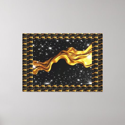 Monochrome Opulent Swirl Liquid Gold Black Achempo Canvas Afdruk (Voorkant)