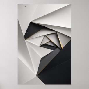 Monochrome Origami Spiraal Poster