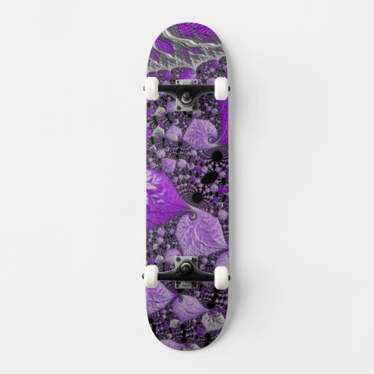 Monochrome Paarse fractale kunst Skateboard (Voorkant)