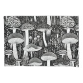 Monochrome paddestoel bos illustratie kussensloop (Voorkant-Links)