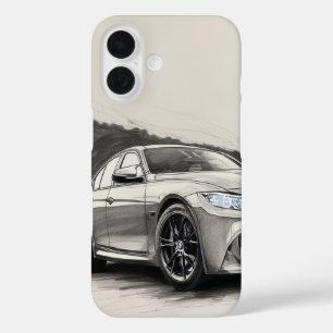 Monochrome Performance Sketch - BMW iPhone 16 Hoesje