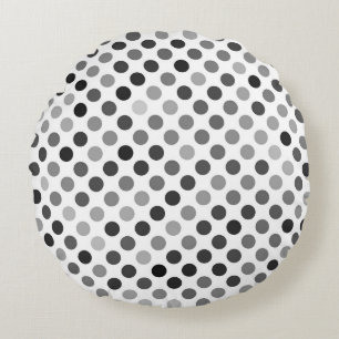 Monochrome poladots (zwart-wit Stip) Rond Kussen