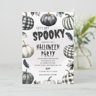 Monochrome Pompoenen Halloween Feest Uitnodiging