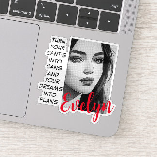 Monochrome Portret Pop Art Inspirerende Naam Sticker