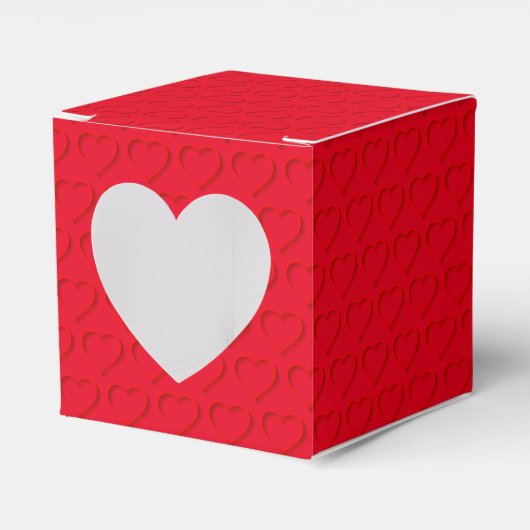 Monochrome Red Heart Pattern Valentijnsdag Bedankdoosjes (Voorkant Zijde)