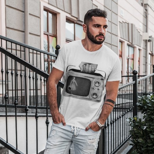 Monochrome retro Portable Television Mannen T-Shir T-shirt