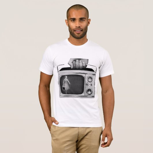 Monochrome retro Portable Television Mannen T-Shir T-shirt (Voorkant volledig)