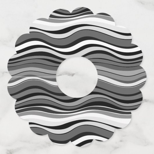 Monochrome rimpelpatroon wijnglaslabel (Achterkant)