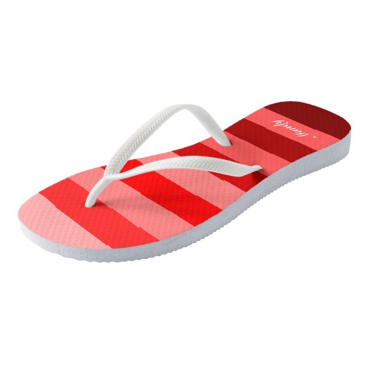 Monochrome rode blokstrepen Afdrukken aanpassen Teenslippers (Schuin)