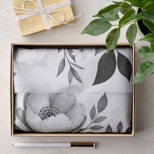 Monochrome Roos Tissuepapier (Geschenk)