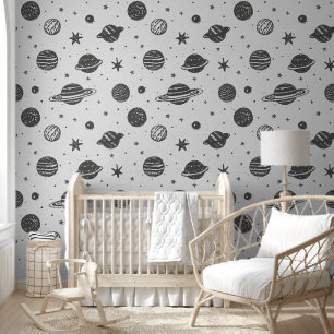 Monochrome ruimteverkenning behang