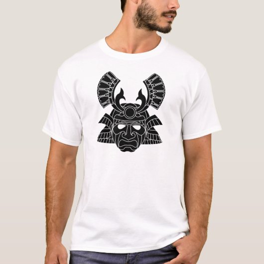 Monochrome samurai-masker t-shirt (Voorkant)