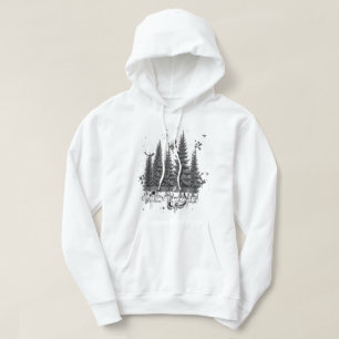 Monochrome Schaduwen: 3D Winter Wonderland Graffit Hoodie
