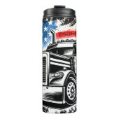 Monochrome Semi Truck Amerikaanse vlag Thermosbeker (Voorkant)